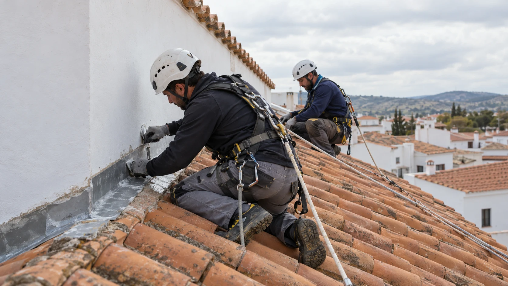 Reparación de encuentro fachada y tejado